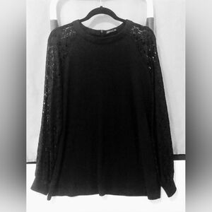 Elegant Black Lace Sleeve Blouse